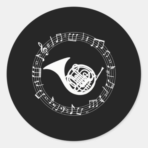 French Horn Musician Instrument Horn Player Classic Round Sticker