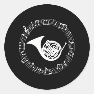 French Horn Musician Instrument Horn Player Classic Round Sticker