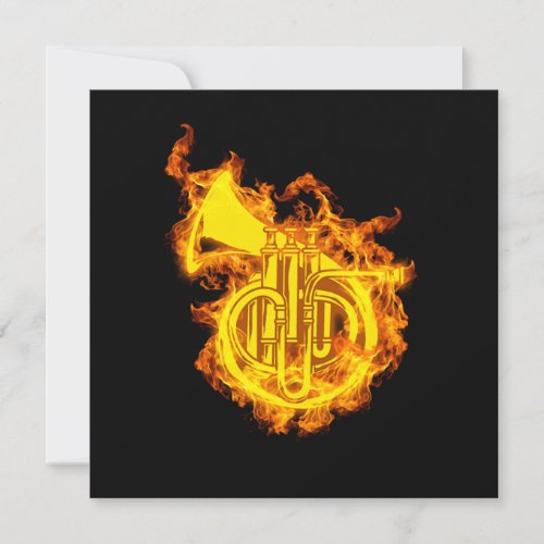 French Horn On Fire Horn Lover Gift Idea Invitation