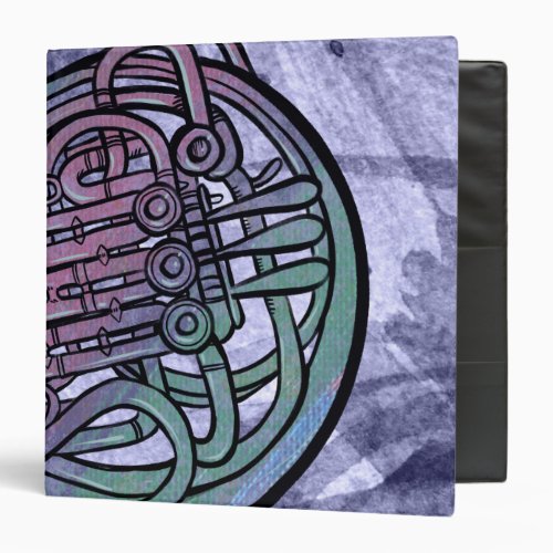 French Horn Painting Artwork Band Class            3 Ring Binder