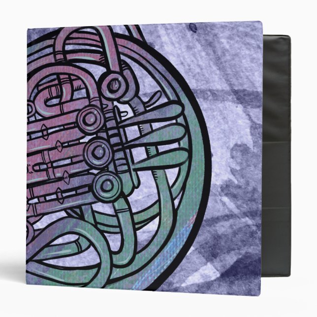 French Horn Painting Artwork Band Class            3 Ring Binder (Front/Inside)