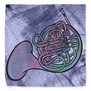 French Horn Painting Artwork Band Class            Bandana