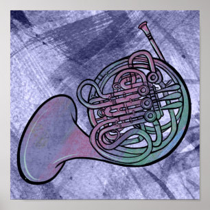 French Horn Painting Artwork Band Class            Poster