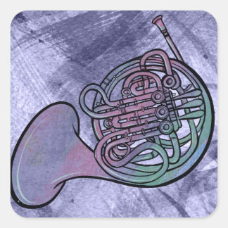 French Horn Painting Artwork Band Class            Square Sticker