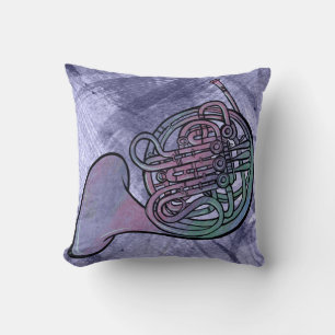 French Horn Painting Artwork Band Class Throw Pillow