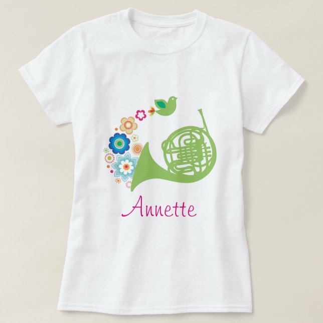 French Horn Personalized Music Gift T-Shirt (Design Front)