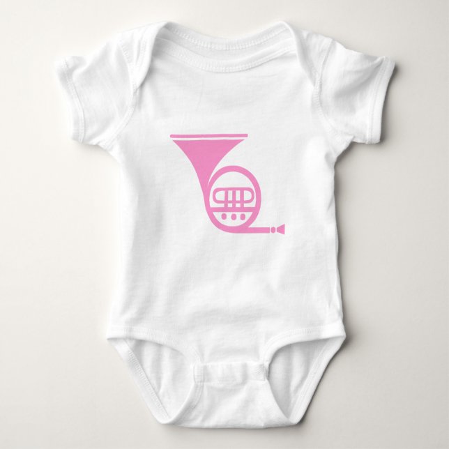 French Horn - Pink Baby Bodysuit (Front)