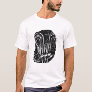 French Horn Piping Black and White photo design T-Shirt