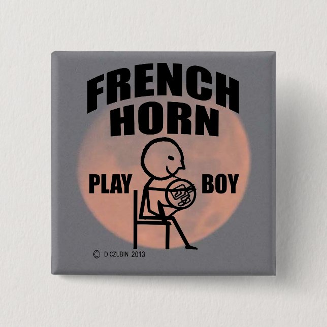 French Horn Play Boy Button (Front)