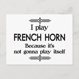 French Horn - Play Itself Funny Deco Music Postcard