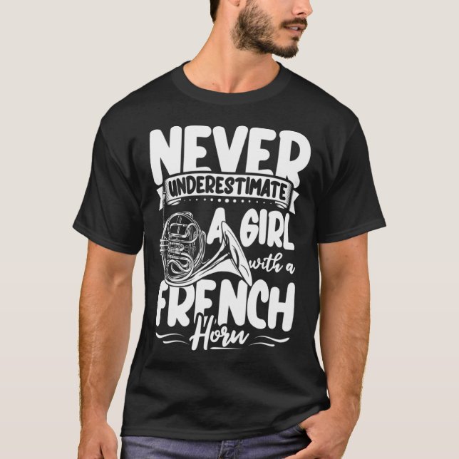 French Horn Player Apparel Instrument Brass Music  T-Shirt (Front)