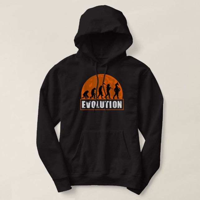 French Horn Player, Funny French Horn Evolution4 Hoodie (Design Front)