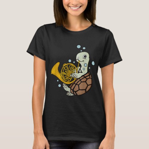 French Horn Player Kids Music Sea Turtle French Ho T_Shirt