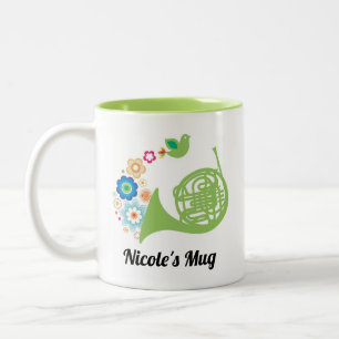 French Horn Player Music Gift Personalized Two-Tone Coffee Mug