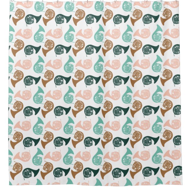 French Horn Player Musician Gift Instrument Shower Curtain (Front)