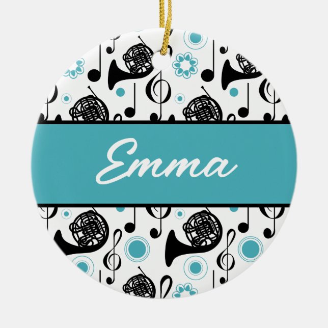French Horn Player Musician Gift Personalized Ceramic Ornament (Front)