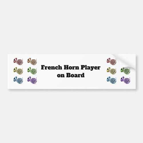 French Horn Player on Board Rainbow Personalize Bumper Sticker