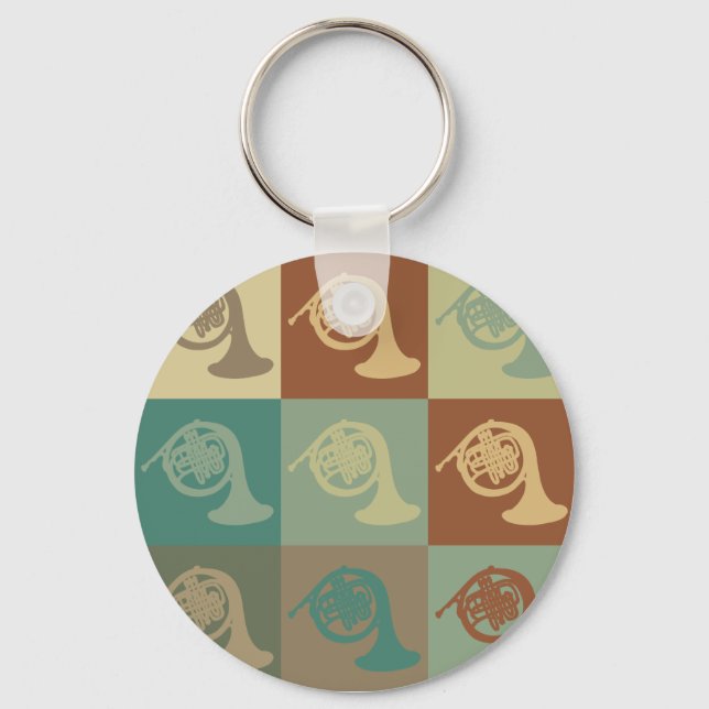 French Horn Pop Art Keychain (Front)