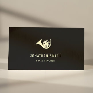 French Horn Professional Brass Teacher Black&White Business Card