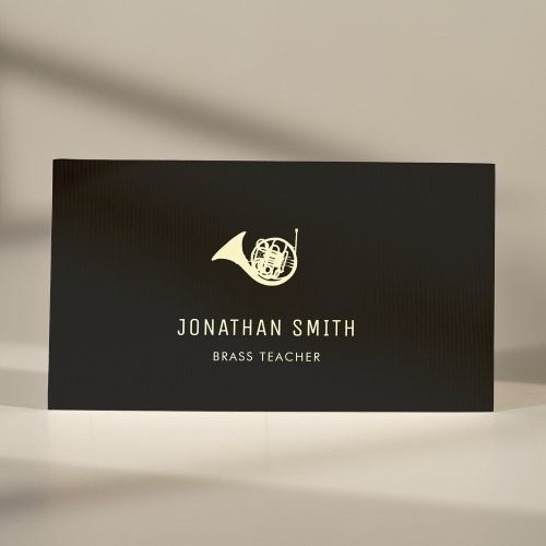 French Horn Professional Brass Teacher BlackWhite Business Card