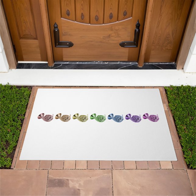 French Horn Rainbow Line Up Doormat (Outdoor)