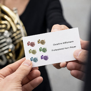 French Horn Rainbow Musician Personalize Business Card