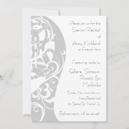 French Horn Recital Personalized Invitation