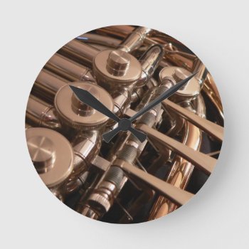 French Horn Round Clock by marchingbandstuff at Zazzle
