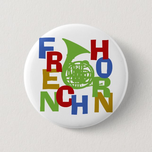 French Horn Scramble Pinback Button (Front)
