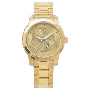 French Horn ~ Sheet Music ~ Gold Background ~ Watch