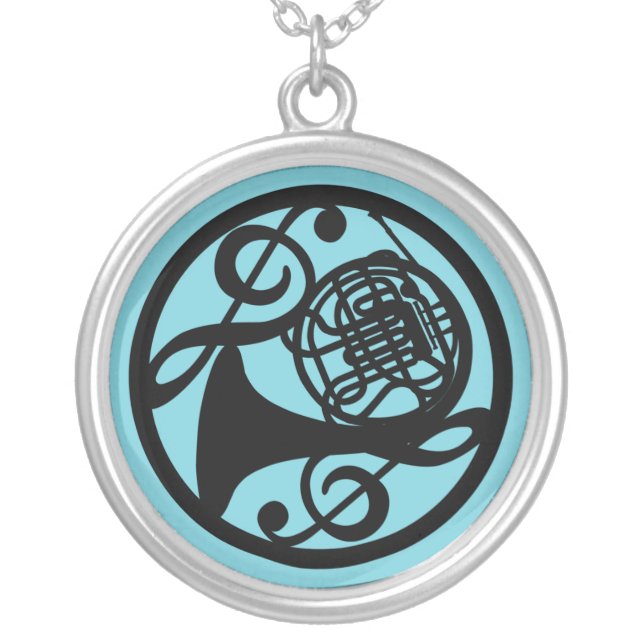 French Horn Silver Plated Necklace (Front)