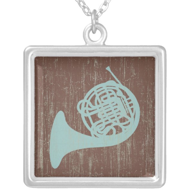 French Horn Silver Plated Necklace (Front)