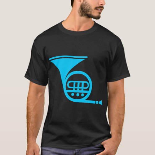 French Horn _ Sky Blue T_Shirt