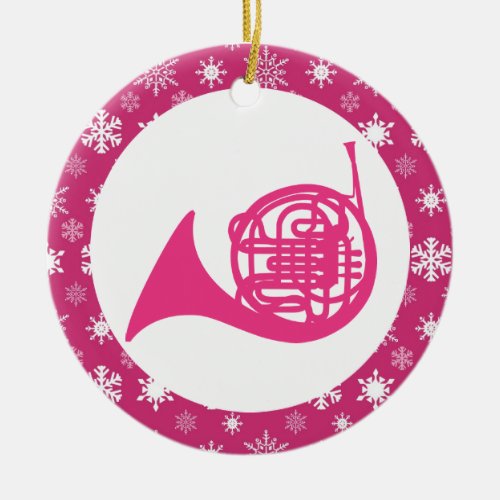 French Horn Snowflake Music Christmas Ornament