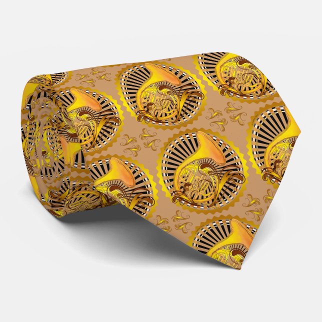 French Horn Swirls Neck Tie (Rolled)