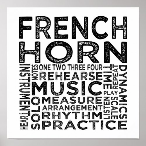 French Horn Typography Poster