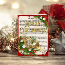 French Horn Vintage Sheet Music Christmas