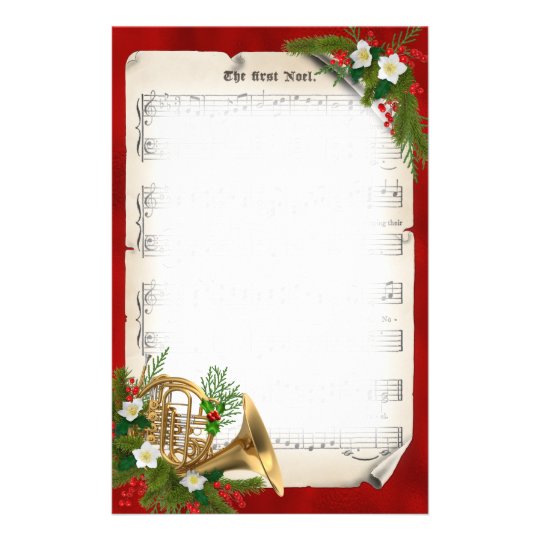 french horn vintage sheet music christmas stationery christmas stationery paper