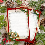 French Horn Vintage Sheet Music Christmas Stationery<br><div class="desc">This Christmas stationery features a vintage sheet music scroll in the background,  with a decorated french horn in the lower left corner,  and festive pine sprig accents at the top of the scroll. The edges are simulated red metallic,  and the center is faded for easier writing.</div>