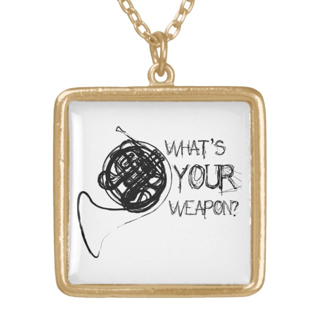 French Horn Weapon Gold Plated Necklace (Front)