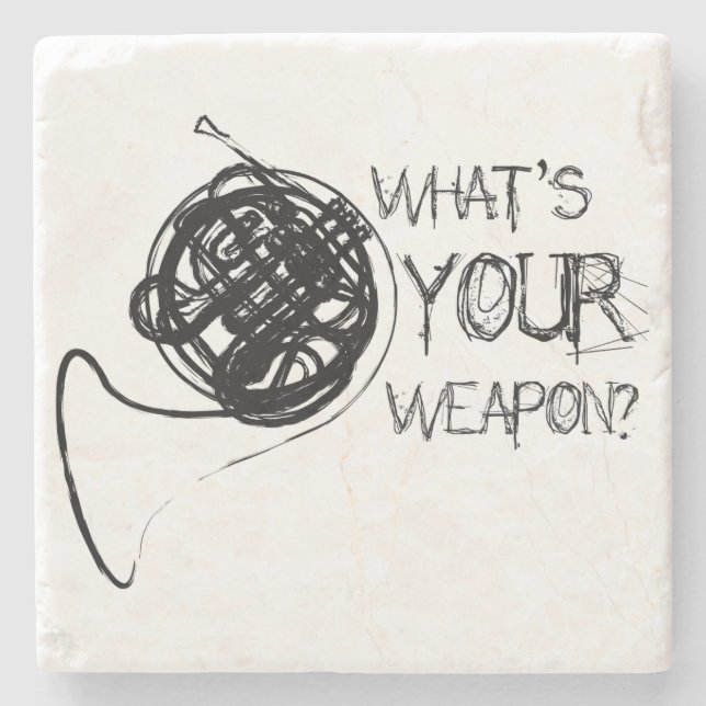 French Horn Weapon Stone Coaster (Front)