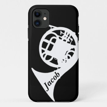 French Horn With Custom Name Iphone 11 Case by LeSilhouette at Zazzle
