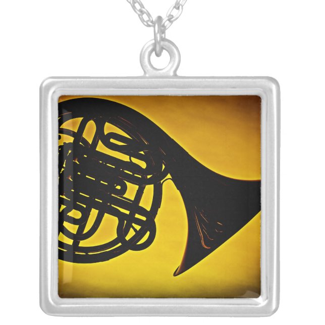 French Horn with Gold Background Image Necklace (Front)