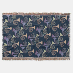 French Horns Art cute French horn designs Throw Blanket