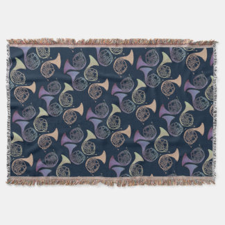 French Horns Art cute French horn designs          Throw Blanket