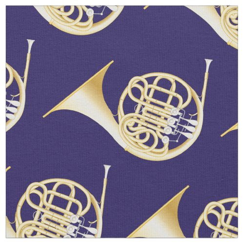 French Horns Music Musician Room Decor Blue Fabric