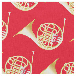 French Horns Music Musician Room Decor Red Fabric