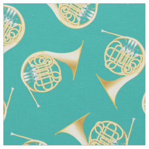 French Horns Music Musician Room Decor Teal Fabric