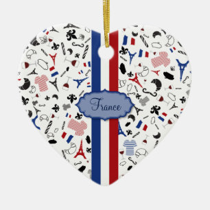French icons with Flag of France Ceramic Ornament