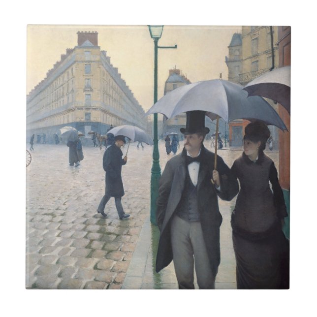 French Impressionism | Paris Street Rainy Day Ceramic Tile (Front)
